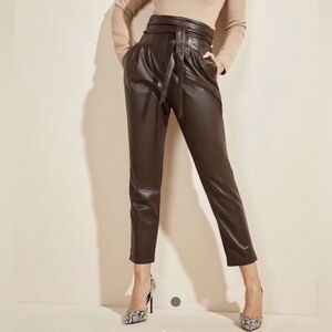 Marciano by Guess Dark Brown Leather Trousers